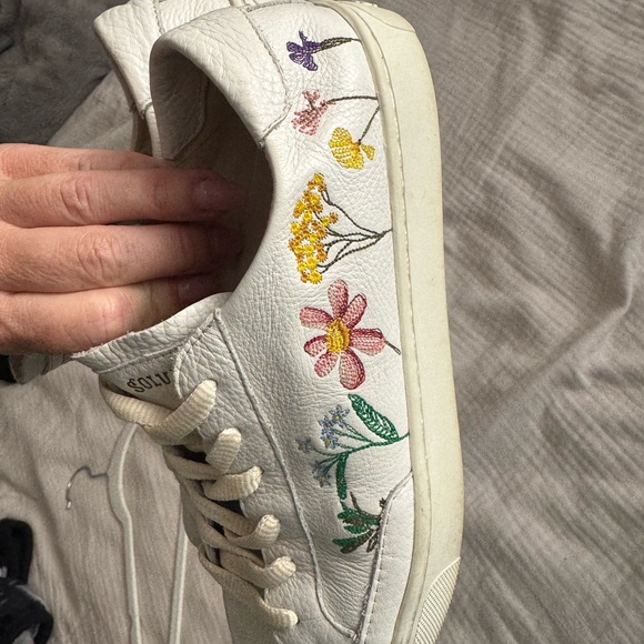 Soludos White Sneakers with Green Floral Design - Picture 5 of 7